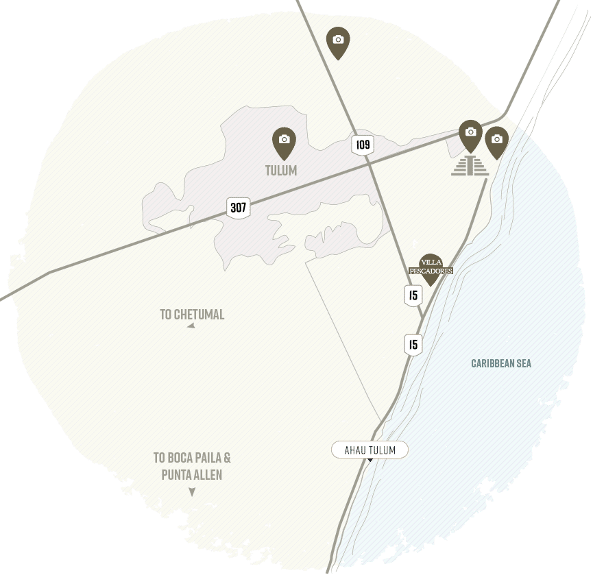 Map of Villa Pescadores on the Tulum coast